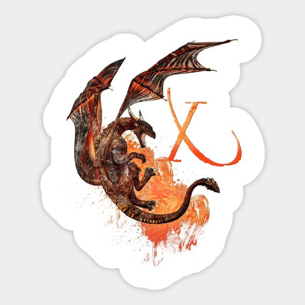 Drachen Buchstabe X Sticker by AndreaTiettje